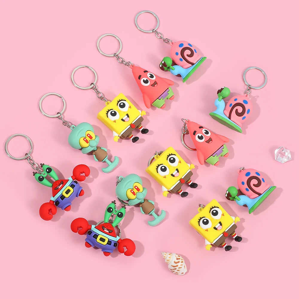5pcs SpongeBob SquarePants Cartoon Keychain Set - Image 4