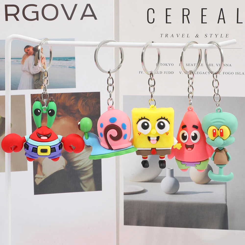 5pcs SpongeBob SquarePants Cartoon Keychain Set - Image 2