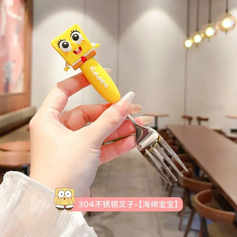 SpongeBob Silicone Eating Spoon & Fork Set - Image 9